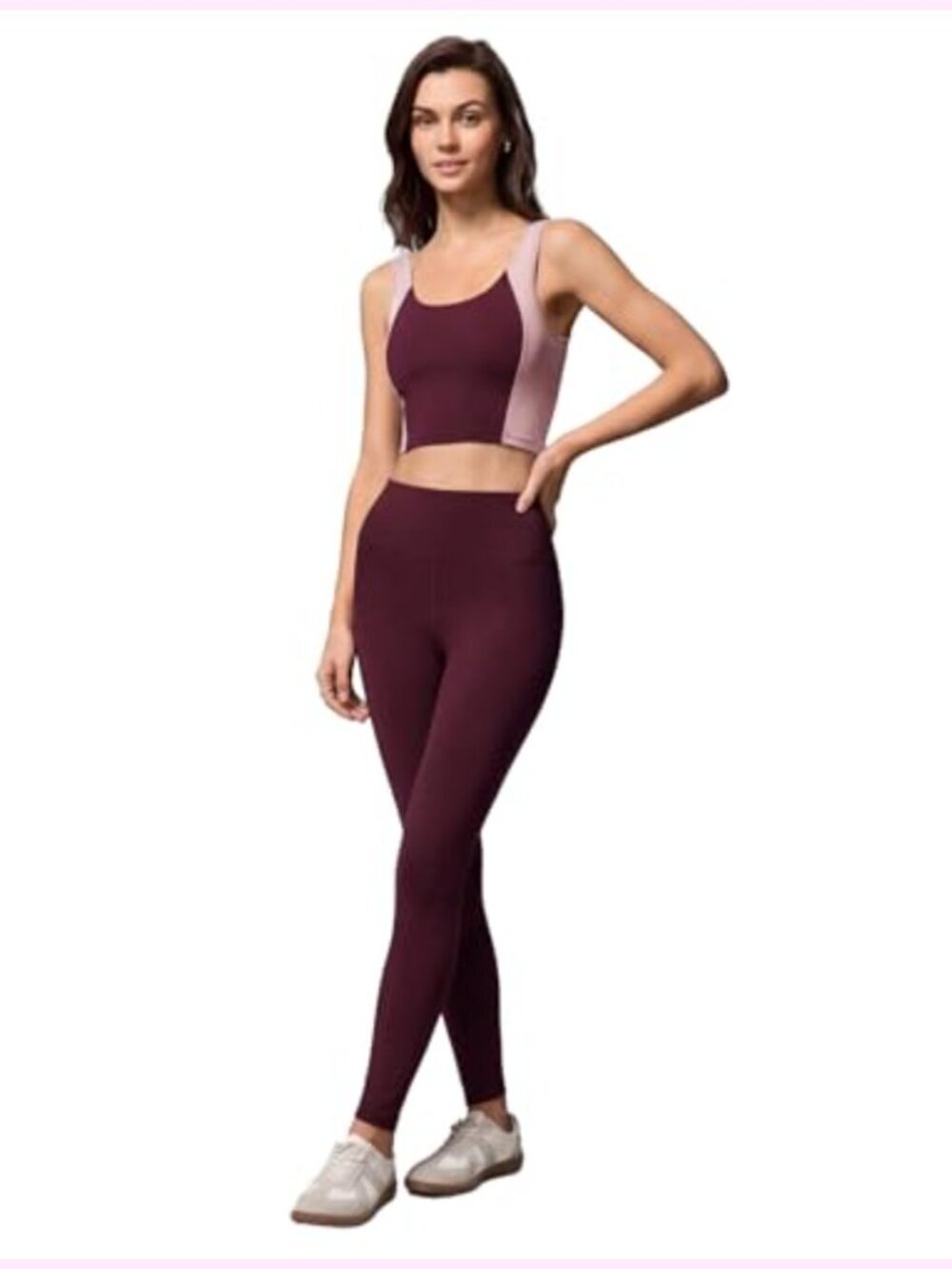 2-Piece Athletic Workout Set, Moisture-Wicking Nylon Spandex Top and Bottom,